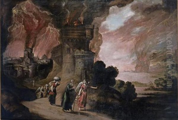 Lot And His Daughters Escaping From The Destruction Of Sodom And Gomorrah - view 1