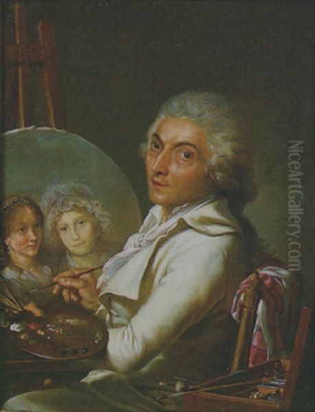 L'artiste Travaillant Au Portrait De Sa Femme Et De Sa Fille - view 1