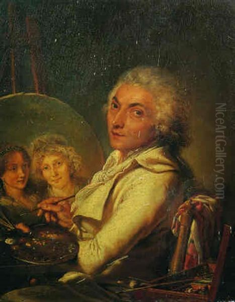 L'artiste Peignant Le Portrait De Sa Femme Dorothee Et De Sa Fille Madeleine Aimee - view 1
