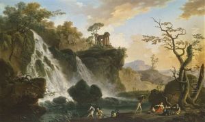 Tivoli, With The Grand Cascade And The Temple Of Vesta by Charles Francois Lacroix