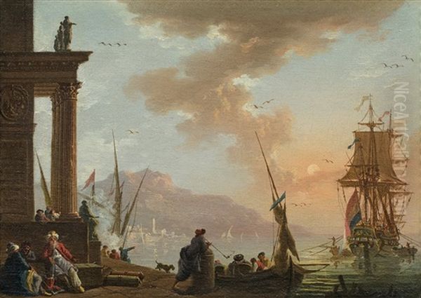 Marchands Orientaux Dans Un Port Mediterraneen - view 1