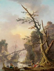A River Landscape With Fishermen Hauling Their Nets