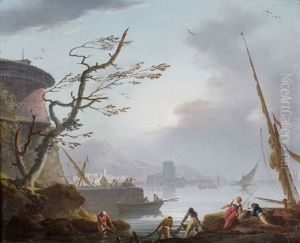 Rivage Mediterraneen Par Temps Calme by Charles Francois Lacroix