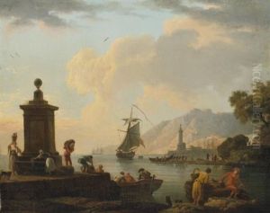 Le Chargement Sur Un Port Mediterraneen by Charles Francois Lacroix