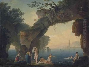 Baigneuses Pres D'une Arche Rocheuse