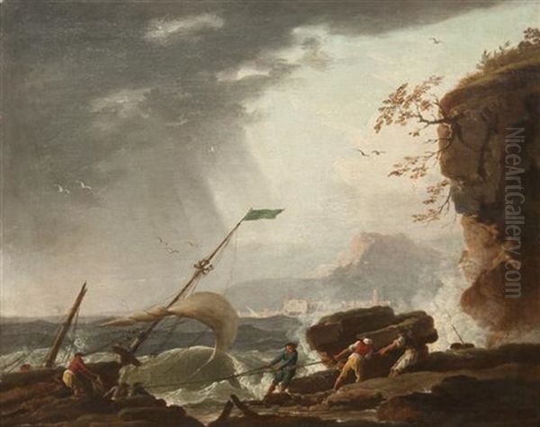 Beached Shipwreck During A Storm - view 1
