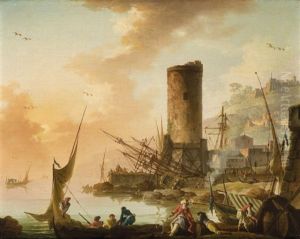 Port Mediterraneen Anime by Charles Francois Lacroix