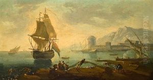 Ships At Sea by Charles Francois Lacroix
