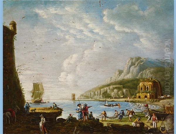 Cove With Figurative Staffage And Boats - view 1