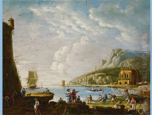 Cove With Figurative Staffage And Boats Cove With Figurative Staffage And Boats
