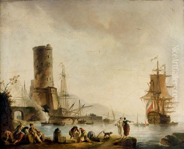 Paysage De Port Avec Des Marchands Turcs - view 1