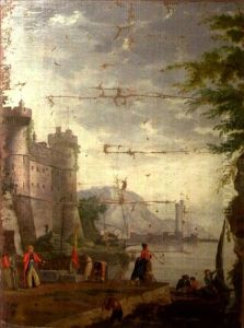 Marchands Turc Dans Un Port Mediterraneen by Charles Francois Lacroix