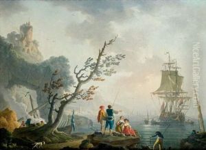 Pecheurs Sur Une Cote Rocheuse (collab. W/ Workshop) by Charles Francois Lacroix