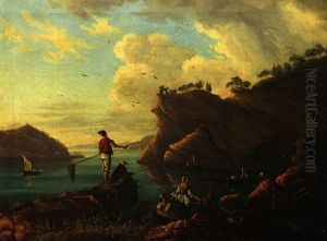 Sudliche Kustenlandschaft Bei Abendstimmung by Charles Francois Lacroix