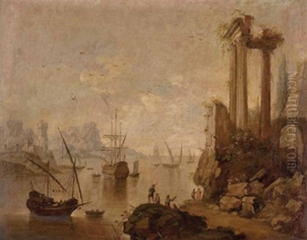 Segelschiffe Im Hafen Mit Architekturcapriccio - view 1