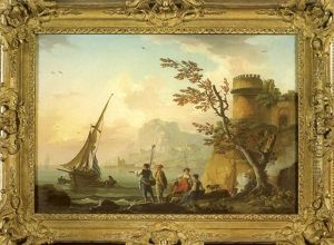 Pecheurs Sur Une Cote Rocheuse