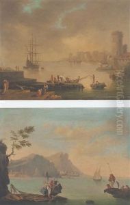 Scene De Port Mediterraneen Avec Personnages