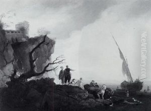 Figures Along The Shore by Charles Francois Lacroix