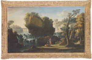 Capriccio Con Veduta Di Tivoli E Le Cascate Dell'aniene by Charles Francois Lacroix