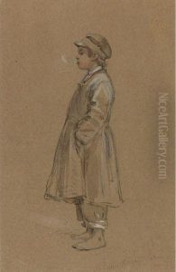 Street Urchin Smoking A Cigarette by Wilhelm Amandus Beer