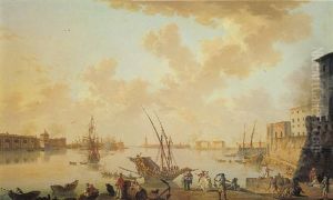 View Of Civitavecchia, Port Of Rome by Charles Francois Lacroix