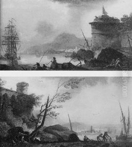 Pecheurs Ramassant Leur Filet Sur La Cote