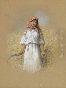 Junge Schnitterin Aus Der Gegend Von Smolensk. by Wilhelm Amandus Beer