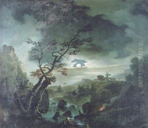 Paysage Au Clair De Lune by Charles Francois Lacroix