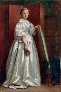 Dame In Weissem Brokatkleid by Wilhelm Amandus Beer