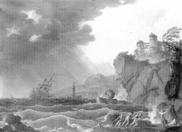 Tempete Aux Abords D'une Cote Rocheuse - view 1