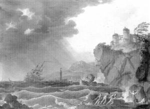 Tempete Aux Abords D'une Cote Rocheuse by Charles Francois Lacroix