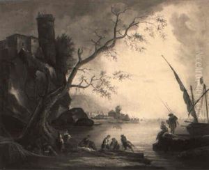 A Mediterranean Coastal Scene With Fisherfolk On The Shore A Mediterranean Coastal Scene With Fisherfolk On The Shore