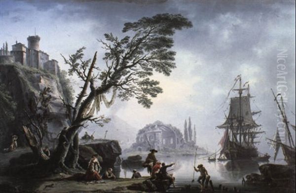 Capriccio Of A Mediterranean Coastline With Numerous Figures - view 1