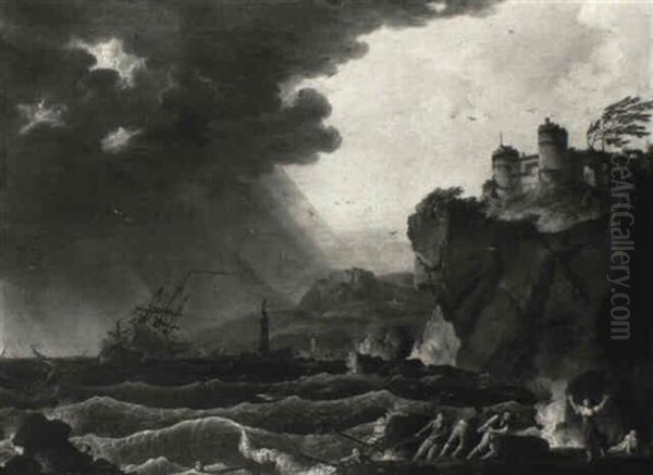 Tempete Aux Abords D'une Cote Rocheuse - view 1