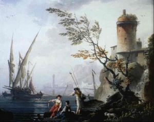 Scene De Port Mediterraneen by Charles Francois Lacroix