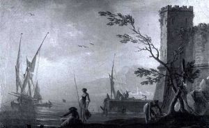 Fisherfolk On A Rocky Coast Near A Fortified Port thumbnail