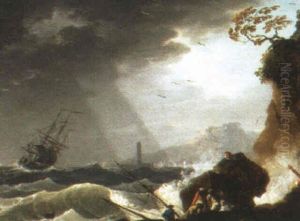 Tempete En Mer by Charles Francois Lacroix