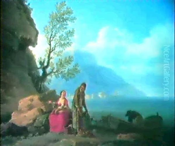 A Coastal Landscape With Fishermen And A Woman With A Child In Her Arms - view 1