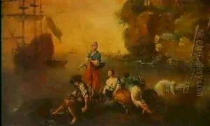 Sudliche Kuste Mit Anglern by Charles Francois Lacroix