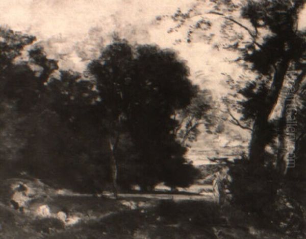 Figures In A Wooded Landscape - view 1