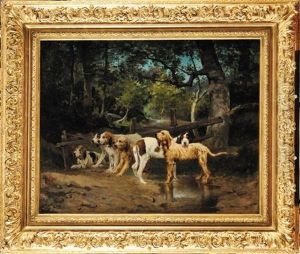 Meute De Grands Griffons Vendeens Au Repos by Tristan L. Jules Lacroix