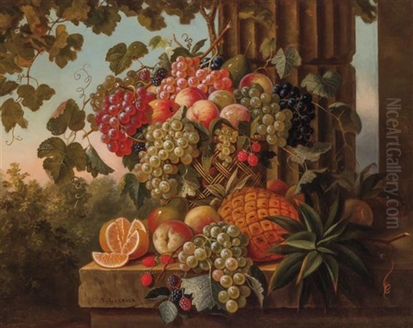 Still Life With Pineapple, Grapes, And Orange by Paul Lacroix