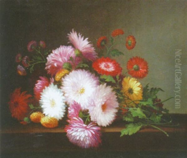 Chrysanthemums On A Table - view 1