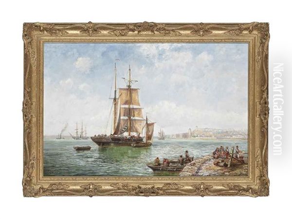 A Trading Brig Drifting Into A Continental Harbour - view 1