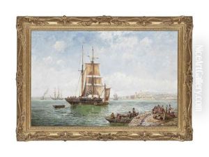 A Trading Brig Drifting Into A Continental Harbour A Trading Brig Drifting Into A Continental Harbour