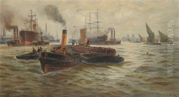 Barges And Other Shipping On The Thames - view 1