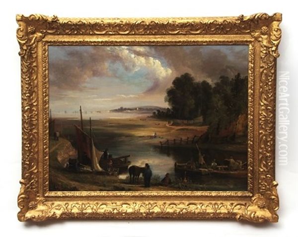 River Landscape With Figures And Boats - view 1