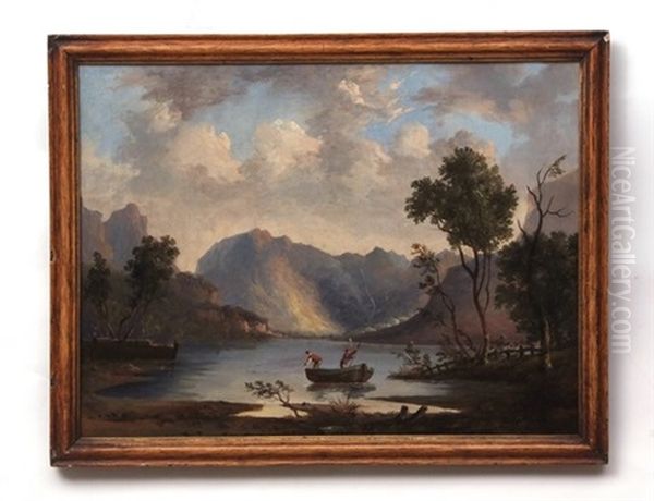 Mountain Lake With Figures In A Rowing Boat - view 1