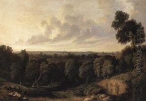Shepherd And Sheep With Distant View Of Bury St. Edmunds Shepherd And Sheep With Distant View Of Bury St. Edmunds