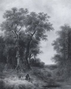 Woodland Scene With A Sportsman Resting By A Brook by Henry Ladbrooke